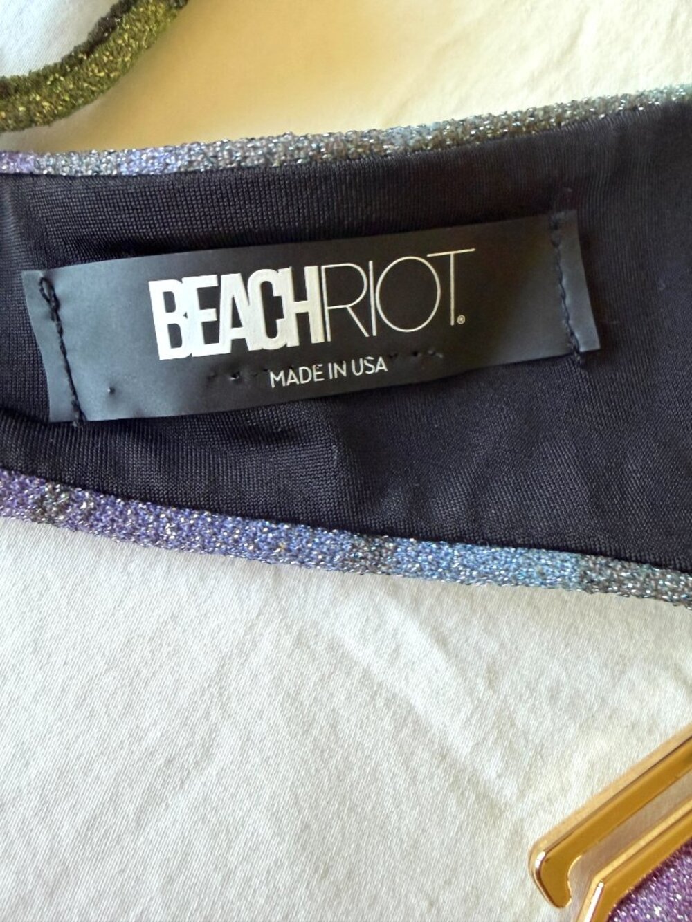 RARE 3pc Beach Riot x Revolve Bikini In Sparkly Rainbow Palm Madness Print - Picture 16 of 16